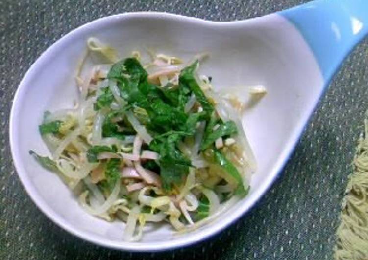 Steps to Make Super Quick Homemade Bean Sprouts with Shiso Leaves and Ponzu Sauce