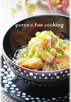 A picture of Chicken Tender Piccata with Juicy Imitation Crab Ankake.