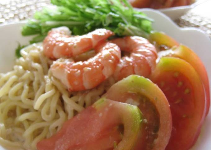 Recipe of Favorite Shrimp and Tomato Cold Noodles with Sesame Sauce