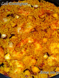 Una foto de Arroz con pulpo y gambas