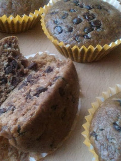 A picture of Vickys Pear & Chocolate Cupcakes, GF DF EF SF NF.