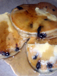 A picture of chocolate chip pancakes.
