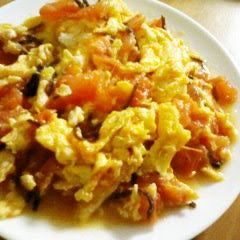 Tomato, Egg, and Shio-Konbu Stir-fry A picture of Tomato, Egg, and Shio-Konbu Stir-fry.