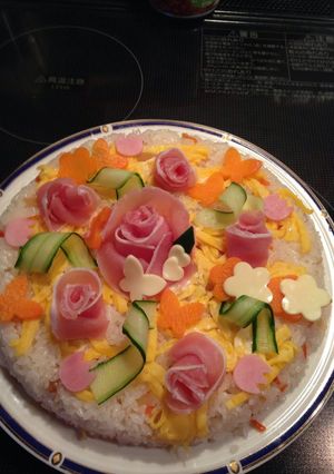 A picture of Doll Festival Sushi Cake.