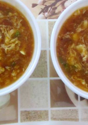 A picture of Tomato Egg Drop Soup.