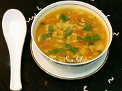 A picture of mix veg corn soup