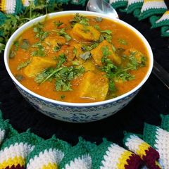 A picture of Oats Gatte Ki Sabzi /Curry.