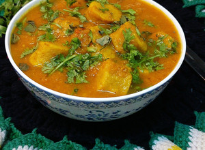 A picture of Oats Gatte Ki Sabzi /Curry.