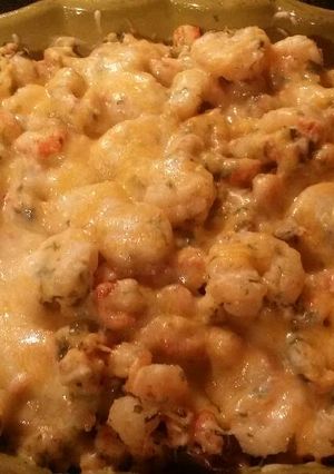 A picture of Baked seafood potato casserole.