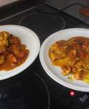 Contramuslos de pollo con almendras y cherrys