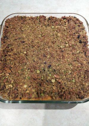 A picture of Chef john's sweet potato casserole.