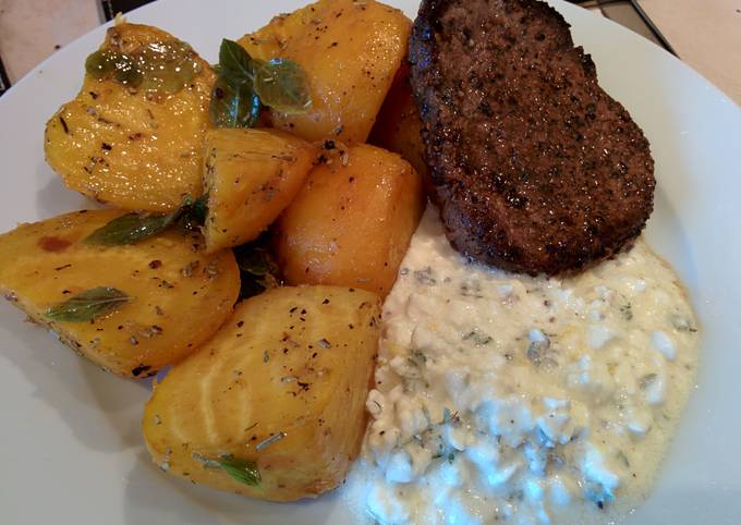 Fillet Steak with Roasted Beets and Zingy Cottage Cheese