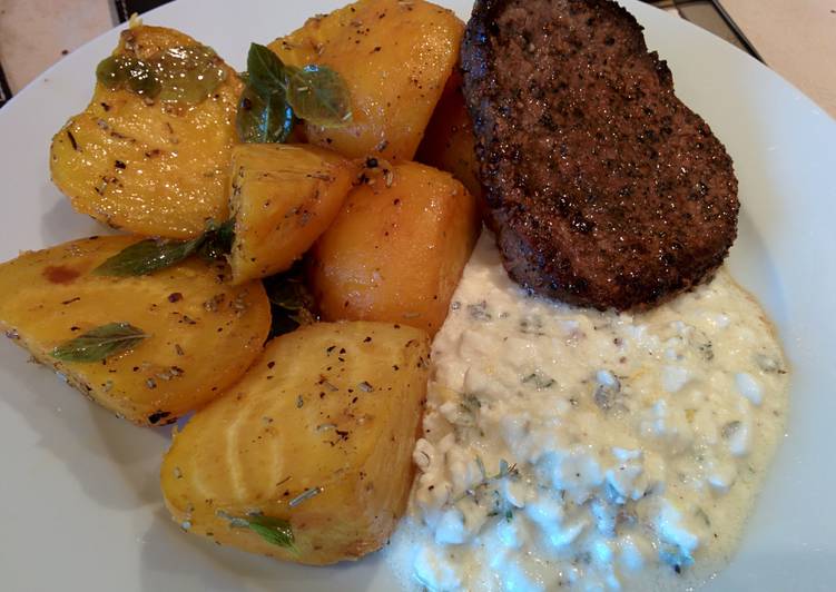 Fillet Steak with Roasted Beets and Zingy Cottage Cheese