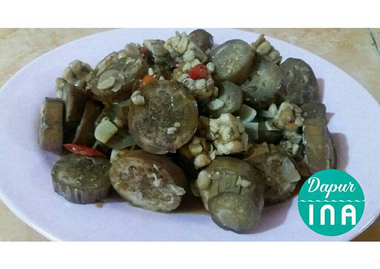 Tumis terong tempe pedas manis