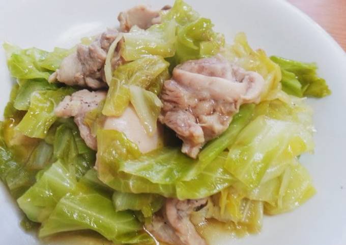 Simple Way to Prepare Mario Batali Easy Chicken Stock Flavored Chicken &amp; Cabbage