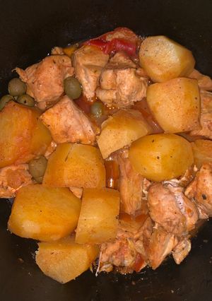 Una foto de Fricasé de pechuga de pollo con papas