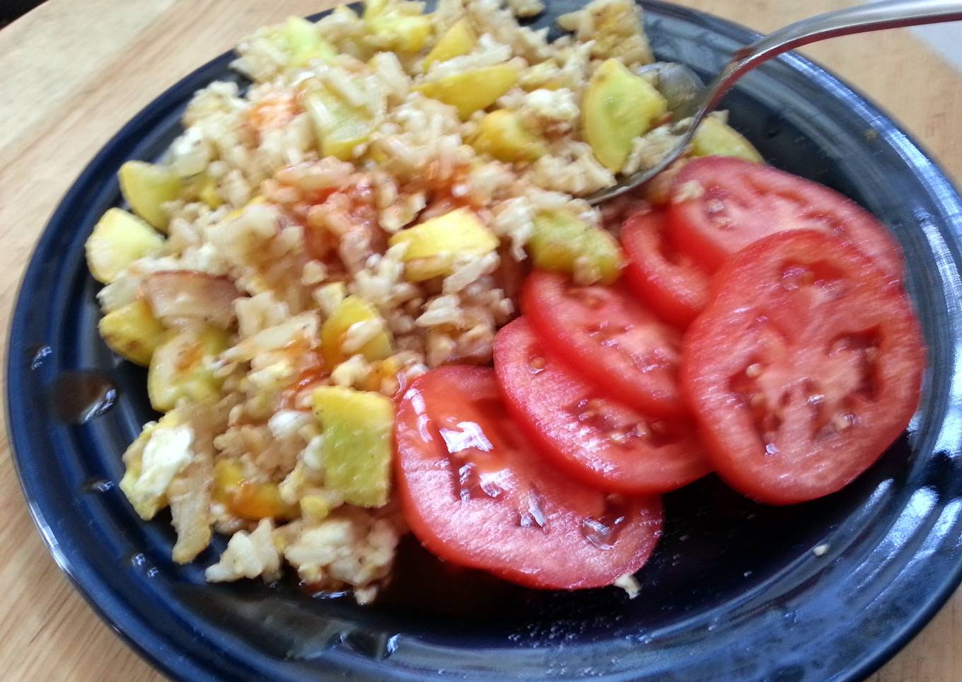 skye's yellow squash & fried brown rice