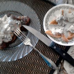 A picture of Dinah Shore's Mushrooms & Sour Cream w\my variations.