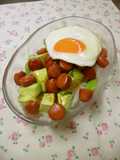 Avocado and Wiener Sausage Teriyaki Rice Bowl