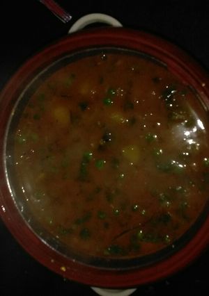 A picture of Aloo (potato) matar (peas).