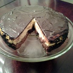 A picture of Chocolate and Vanilla Layered Crustless Cheesecake.