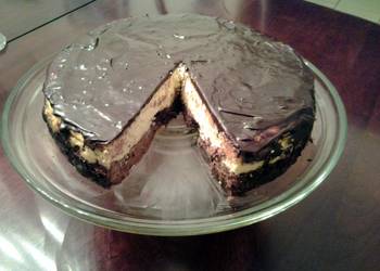 How To Cooking Recipe Chocolate and Vanilla Layered Crustless Cheesecake Delicious Steady