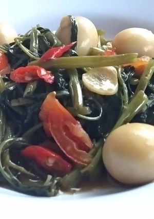 Foto resep Kangkung telur puyuh saus tiram