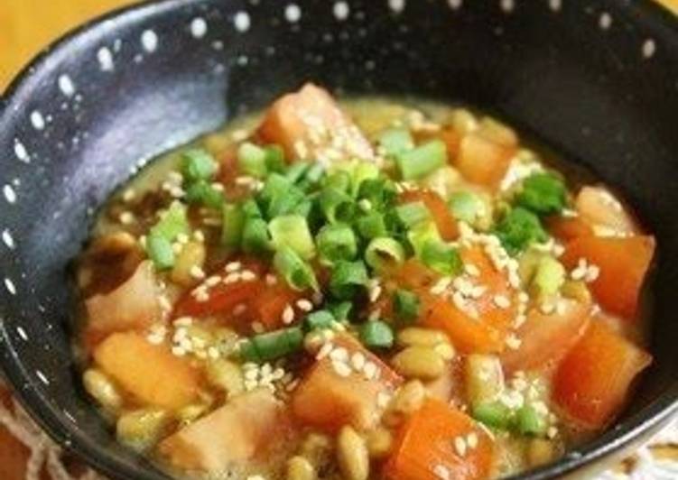 Simple Way to Make Any-night-of-the-week Natto with Tomato, Olive Oil, and Ponzu