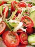 Simple Tomato Cucumber Salad with Lemon Dressing