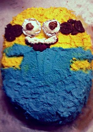 A picture of Minion choco-orange birthday cake!.