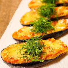 A picture of Fried Eggplant with Miso and Melted Cheese.