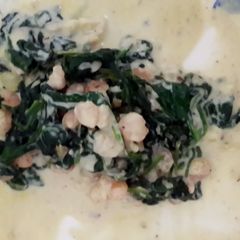 A picture of Creamed Spinach and Shrimp.