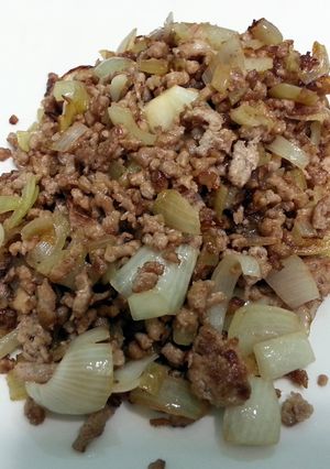 A picture of Stir Fry Ground Pork With Onion.