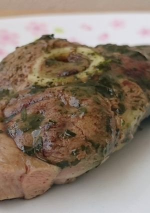 A picture of Lamb With Mint Sauce.