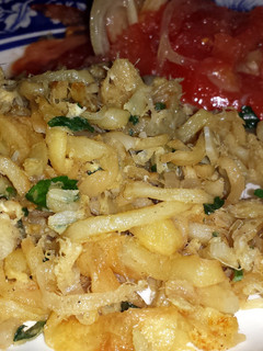 A picture of Portuguese Bacalhau A Bras (salted cod).