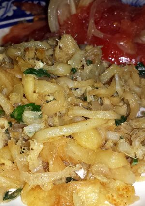 A picture of Portuguese Bacalhau A Bras (salted cod).