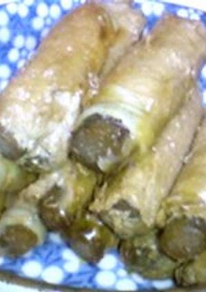 A picture of My Grandmother's Wrapped Burdock.