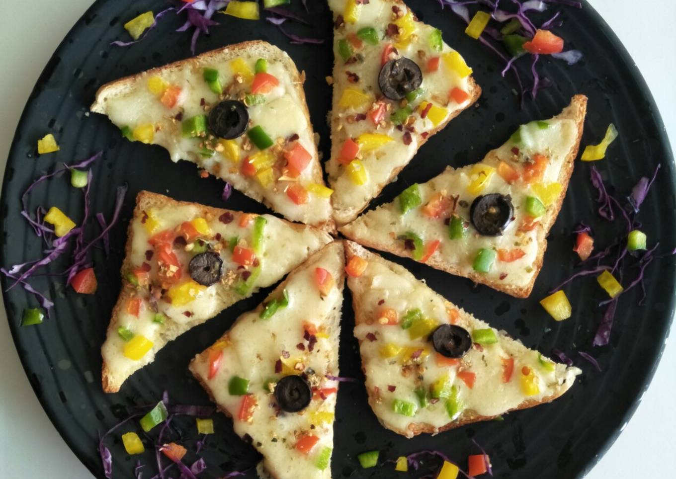 Garlic Cheese Veggie Toast Open Sandwich