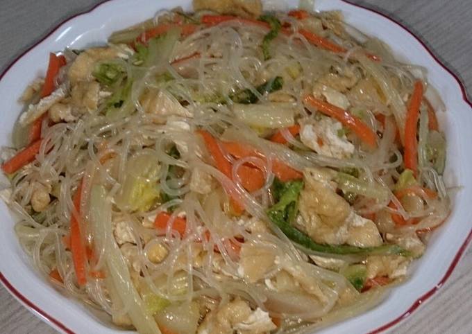 Stir-Fried Harusame Glass Noodles with Napa Cabbage and Aburaage