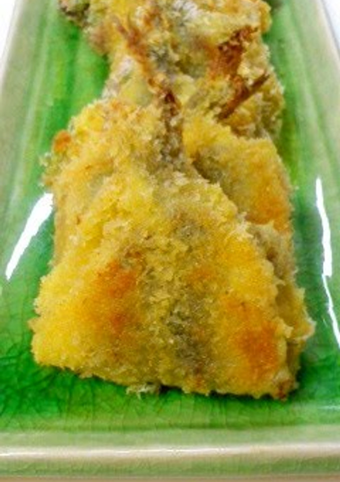 A picture of Pan Fried Sardines with Umeboshi and Shiso leaves.