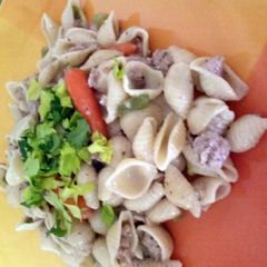 A picture of Ground pork n noodles.