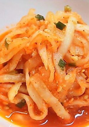 A picture of Spicy, Sweet, and Sour Daikon Namul.