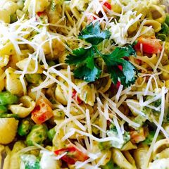 A picture of Edamame Avocado Cream Pasta Salad.