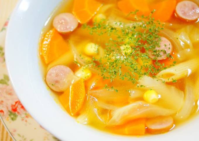 Recipe of Homemade Consommé Soup with Penne