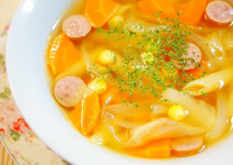 Steps to Prepare Favorite Consommé Soup with Penne