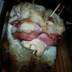 A picture of Chicken cor don blue with a twist.