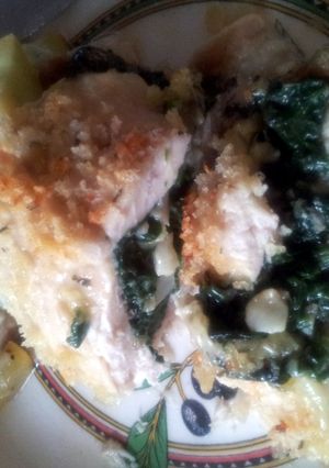 A picture of Stuffed chicken breast.