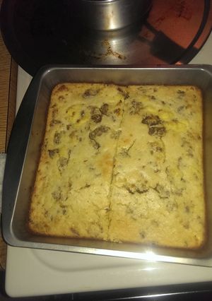 A picture of Cornbread breakfast casserole.