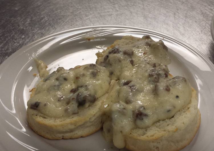 Steps to Make Quick Biscuits & gravy