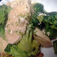 A picture of Chicken and broccoli.